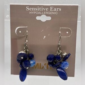 3For$20 Mix It Blue Cluster Drop Earrings for Sensitive Ears